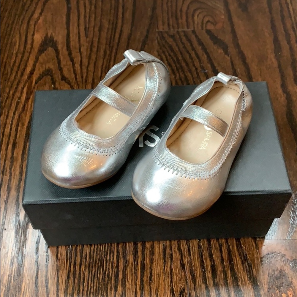 New Yosi Samra Baby Girl Silver Ballet Slippers